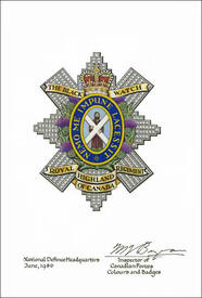 Lettres patentes confirmant le blasonnement de l'insigne de The Black Watch (Royal Highland Regiment) of Canada