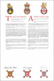 Lettres patentes concédant des emblèmes héraldiques à Constance Brummel Crook Lettres patentes concédant des emblèmes héraldiques à Constance Brummel Crook