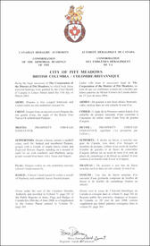 Letters patent confirming the heraldic emblems of the City of Pitt Meadows Letters patent confirming the heraldic emblems of the City of Pitt Meadows