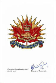 Letters patent confirming the blazon of the Badge of The Royal Westminster Regiment Letters patent confirming the blazon of the Badge of The Royal Westminster Regiment