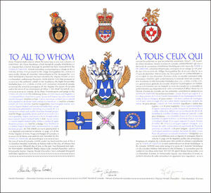 Letters patent granting heraldic emblems to the Town of Creston