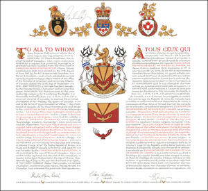 Letters patent granting heraldic emblems to the Canadian Nurses Association