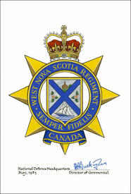 Lettres patentes confirmant le blasonnement de l'insigne de The West Nova Scotia Regiment