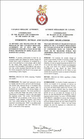 Letters patent confirming the blazon of the Badge of the Stormont, Dundas and Glengarry Highlanders Letters patent confirming the blazon of the Badge of the Stormont, Dundas and Glengarry Highlanders