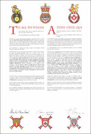 Lettres patentes concédant des emblèmes héraldrique au Town of Lake Cowichan