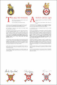 Letters patent granting heraldic emblems to  Michael Allan Bird