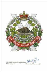 Letters patent confirming the blazon of the Badge of The Calgary Highlanders