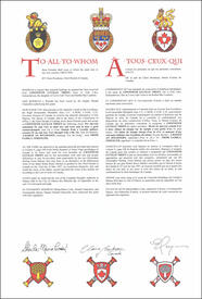 Letters patent granting heraldic emblems to Gwenneth Lucille Treen Letters patent granting heraldic emblems to Gwenneth Lucille Treen