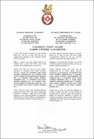 Letters patent confirming the Flag of the Auxilary Services of the Canadian Coast Guard