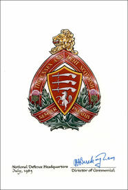 Lettres patentes confirmant le blasonnement de l'insigne de The Essex and Kent Scottish