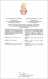 Lettres patentes confirmant le blasonnement de l'insigne du 403e Escadron d'entraînement opérationnel d'hélicoptères