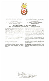 Letters patent confirming the blazon of the Badge of the 407 Long Range Patrol Squadron Letters patent confirming the blazon of the Badge of the 407 Long Range Patrol Squadron