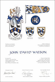 Letters patent granting heraldic emblems to John David Watson
