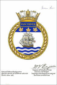 Letters patent confirming the blazon of the Badge of HMCS Vancouver Letters patent confirming the blazon of the Badge of HMCS Vancouver