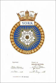 Letters patent confirming the blazon of the Badge of H.M.C.S. York Letters patent confirming the blazon of the Badge of H.M.C.S. York