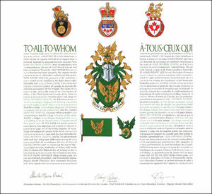 Letters patent granting heraldic emblems to Luke Andrew Coupal Letters patent granting heraldic emblems to Luke Andrew Coupal