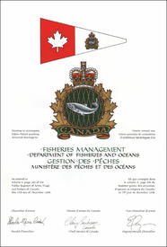 Letters patent granting heraldic emblems to Fisheries Management, Department of Fisheries and Oceans