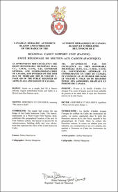 Letters patent approving the Badge of the Regional Cadet Support Unit (Pacific)