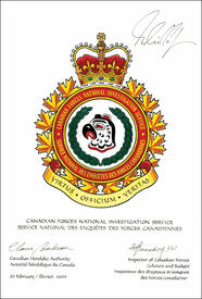 Letters patent approving the Badge of the Canadian Forces National Investigation Service