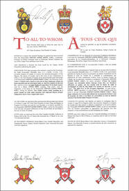 Lettres patentes concédant des emblèmes héraldiques à Steven Lewis Point Lettres patentes concédant des emblèmes héraldiques à Steven Lewis Point