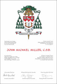 Letters patent granting heraldic emblems to John Michael Miller Letters patent granting heraldic emblems to John Michael Miller