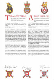 Letters patent granting heraldic emblems to Stephen Troy Chledowski Letters patent granting heraldic emblems to Stephen Troy Chledowski