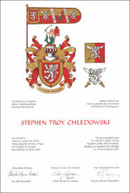 Letters patent granting heraldic emblems to Stephen Troy Chledowski