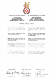 Letters patent registering the heraldic emblems of Ulrich Albert Krings