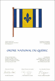 Lettres patentes concédant un drapeau à l'Ordre national du Québec Lettres patentes concédant un drapeau à l'Ordre national du Québec