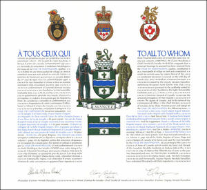 Lettrs patentes concédant des emblèmes héraldiques à la Ville de Huntingdon Lettrs patentes concédant des emblèmes héraldiques à la Ville de Huntingdon