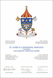 Letters patent granting heraldic emblems to St. Mary's Cathedral Basilica Letters patent granting heraldic emblems to St. Mary's Cathedral Basilica