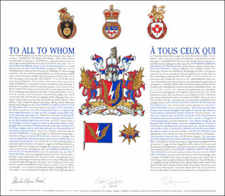 Letters patent granting heraldic emblems to the Southern Alberta Institute of Technology (SAIT Polytechnic)