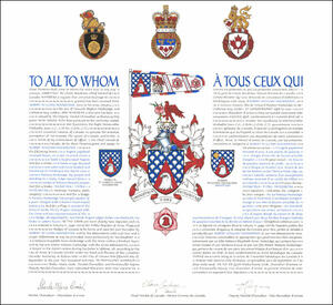 Letters patent granting heraldic emblems to Albert William Hockridge