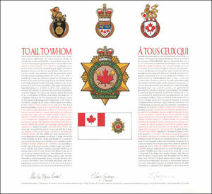 Letters patent granting heraldic emblems to the Correctional Service of Canada