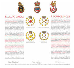 Lettres patentes concédant des emblèmes héraldiques au Service correctionnel du Canada