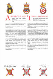 Letters patent granting heraldic emblems to Albert François LeGatt Letters patent granting heraldic emblems to Albert François LeGatt