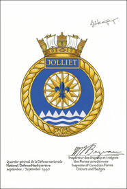 Letters patent approving the Badge of HMCS Jolliet Letters patent approving the Badge of HMCS Jolliet