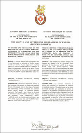 Letters patent confirming the blazon of the Badge of The Argyll and Sutherland Highlanders of Canada (Princess Louise's) Letters patent confirming the blazon of the Badge of The Argyll and Sutherland Highlanders of Canada (Princess Louise's)