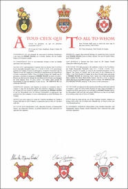 Letters patent granting heraldic emblems to Pierre Masse Letters patent granting heraldic emblems to Pierre Masse