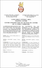 Letters patent approving the Badge of the Land Force Central Area Training Centre Letters patent approving the Badge of the Land Force Central Area Training Centre