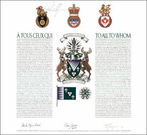 Lettres patentes concédant des emblèmes héraldiques au Collège Boréal d'arts appliqués et de technologie