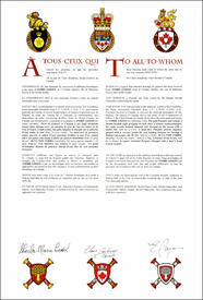 Letters patent granting heraldic emblems to André Gozzo Letters patent granting heraldic emblems to André Gozzo