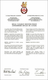 Letters patent registering the Badge of the Royal Canadian Mounted Police