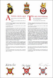 Lettres patentes concédant des emblèmes héraldiques à Daniel Pépin