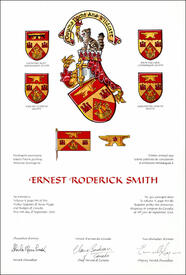 Letters patent granting heraldic emblems to Ernest Roderick Smith