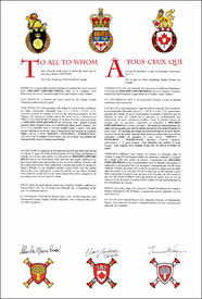 Letters patent granting heraldic emblems to Sheldon Edward Boles