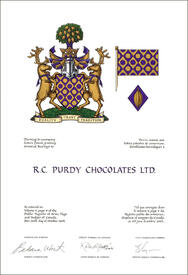 Letters patent granting heraldic emblems to R.C. Purdy Chocolates Ltd.