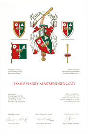 Letters patent granting heraldic emblems to James Harry MacKendrick