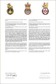 Letters patent granting heraldic emblems to François Payeur