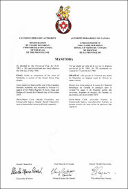 Letters patent registering the Flag of the Province of Manitoba